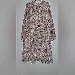 Draper James 3X Dress, Long Sleeve, Mid Length, New With Tags, White with gold